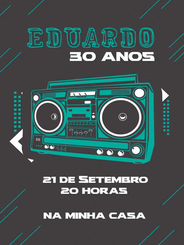 Convite de Aniversário Anos 80 Retrô para Editar Online