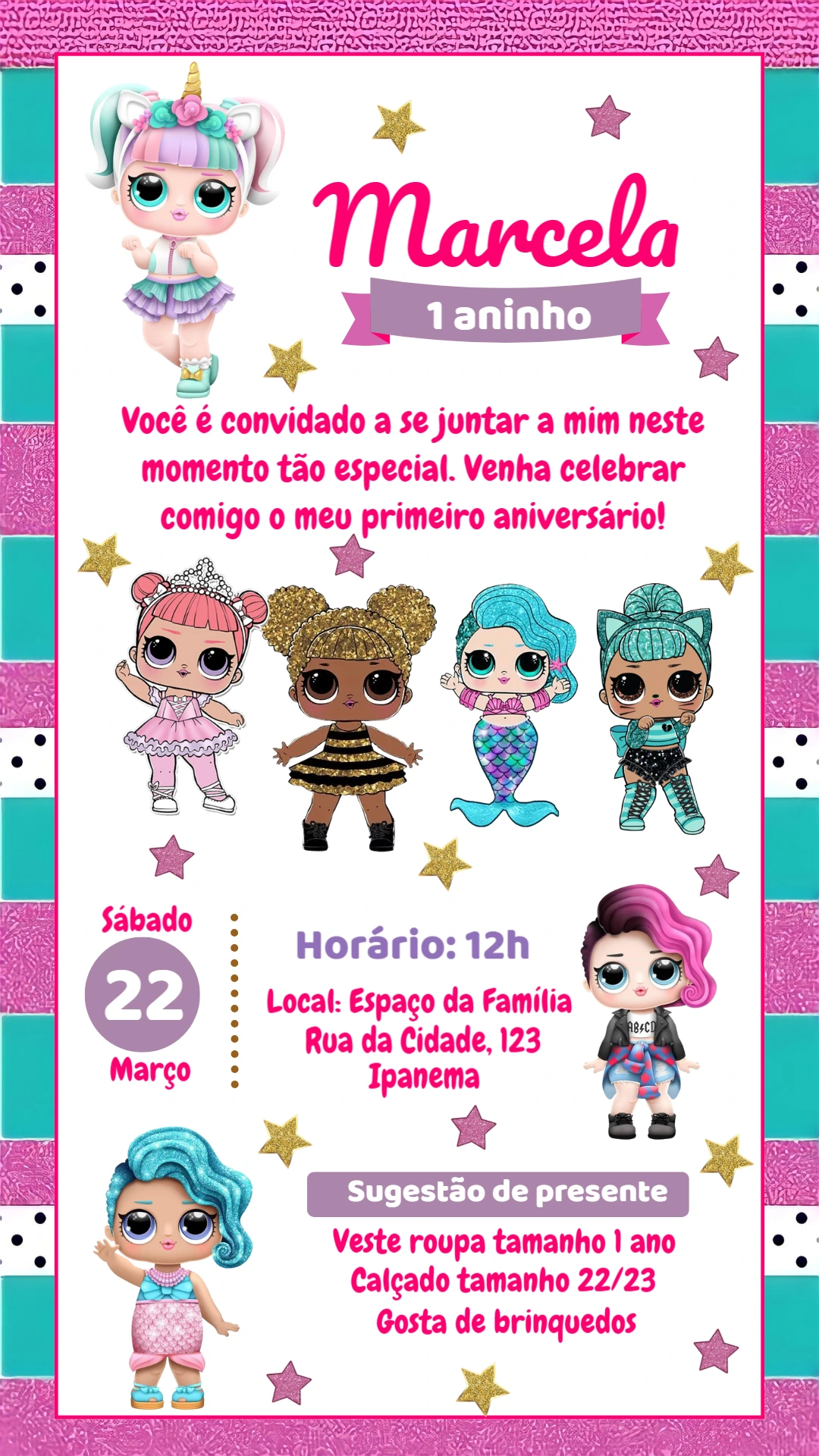 Convite de Aniversário LOL Surprise com Bonecas para Editar Online
