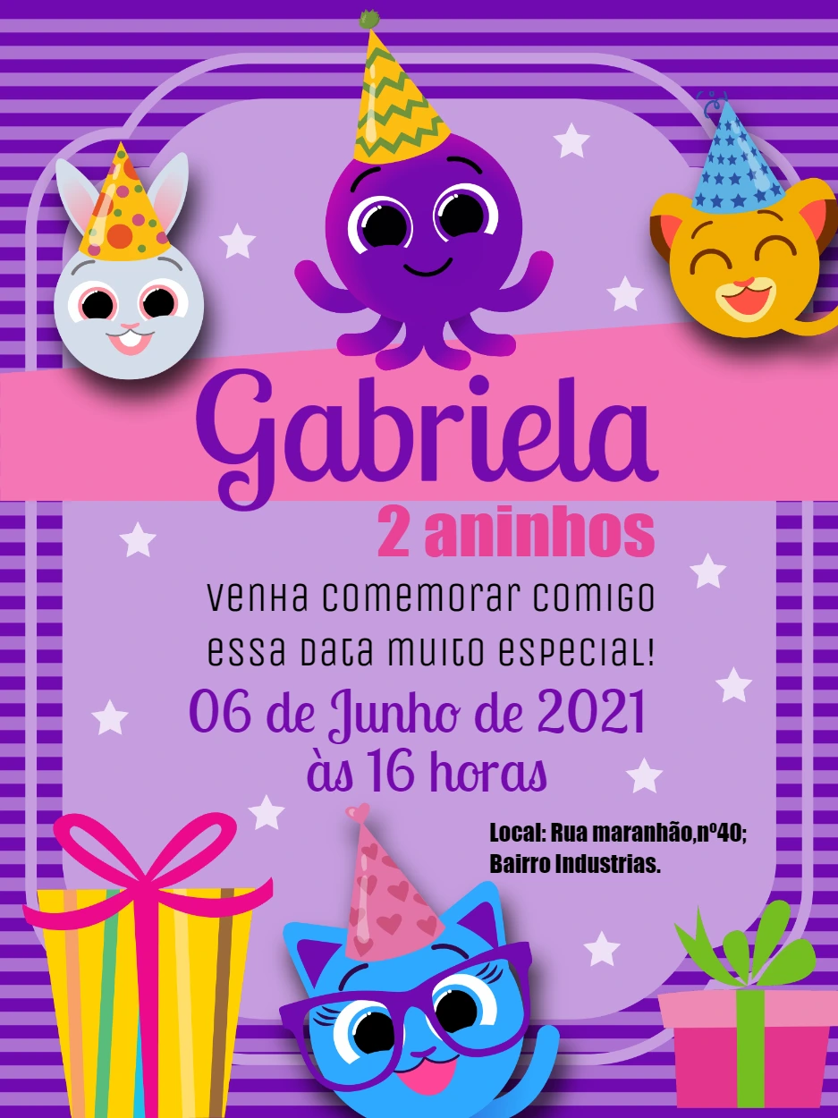 Convite de Aniversário Bolofofos para Editar Online