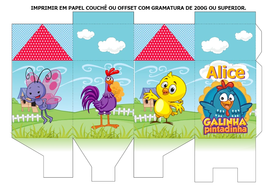 Caixa Milk Aniversário Galinha Pintadinha para Editar Online