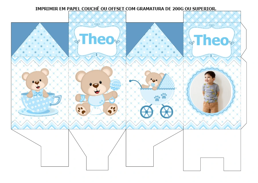 Caixa Milk Ursinho Príncipe com Foto Editável Online