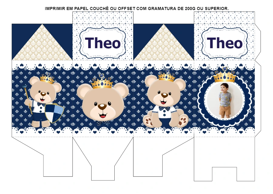 Caixa Milk Ursinho Príncipe com Foto para Editar Online