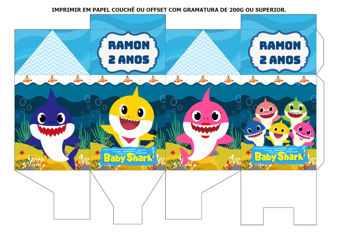 Caixa Milk Baby Shark para Festa de Aniversário Editável
