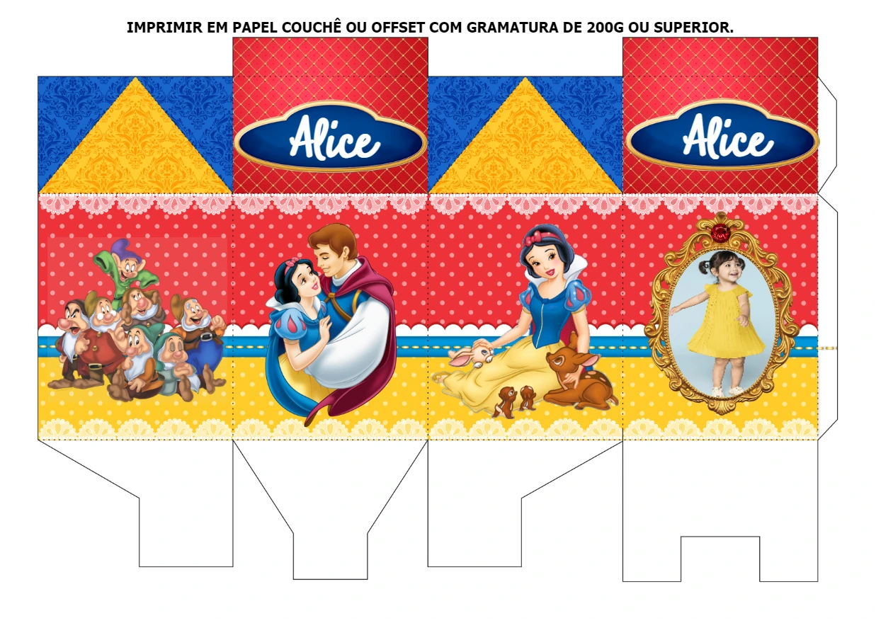 Caixa Milk Branca de Neve com Foto para Editar Online