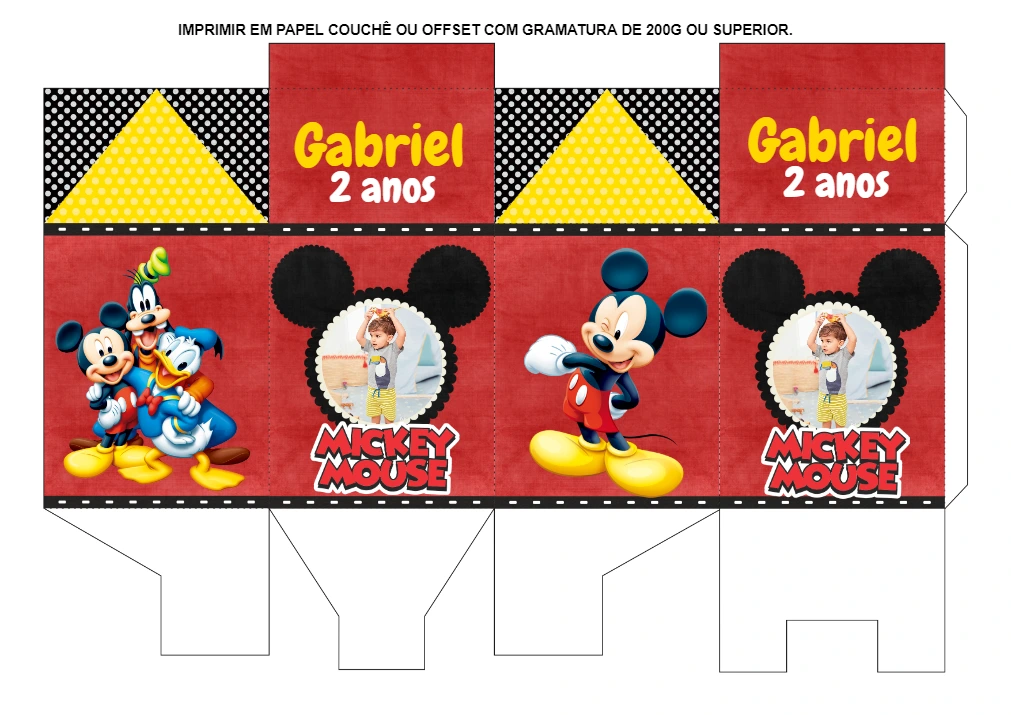 Caixa Milk Mickey Mouse com Foto para Editar e Imprimir