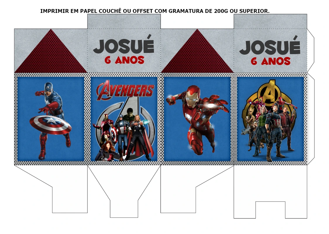 Caixa Milk Vingadores para Editar e Imprimir Online