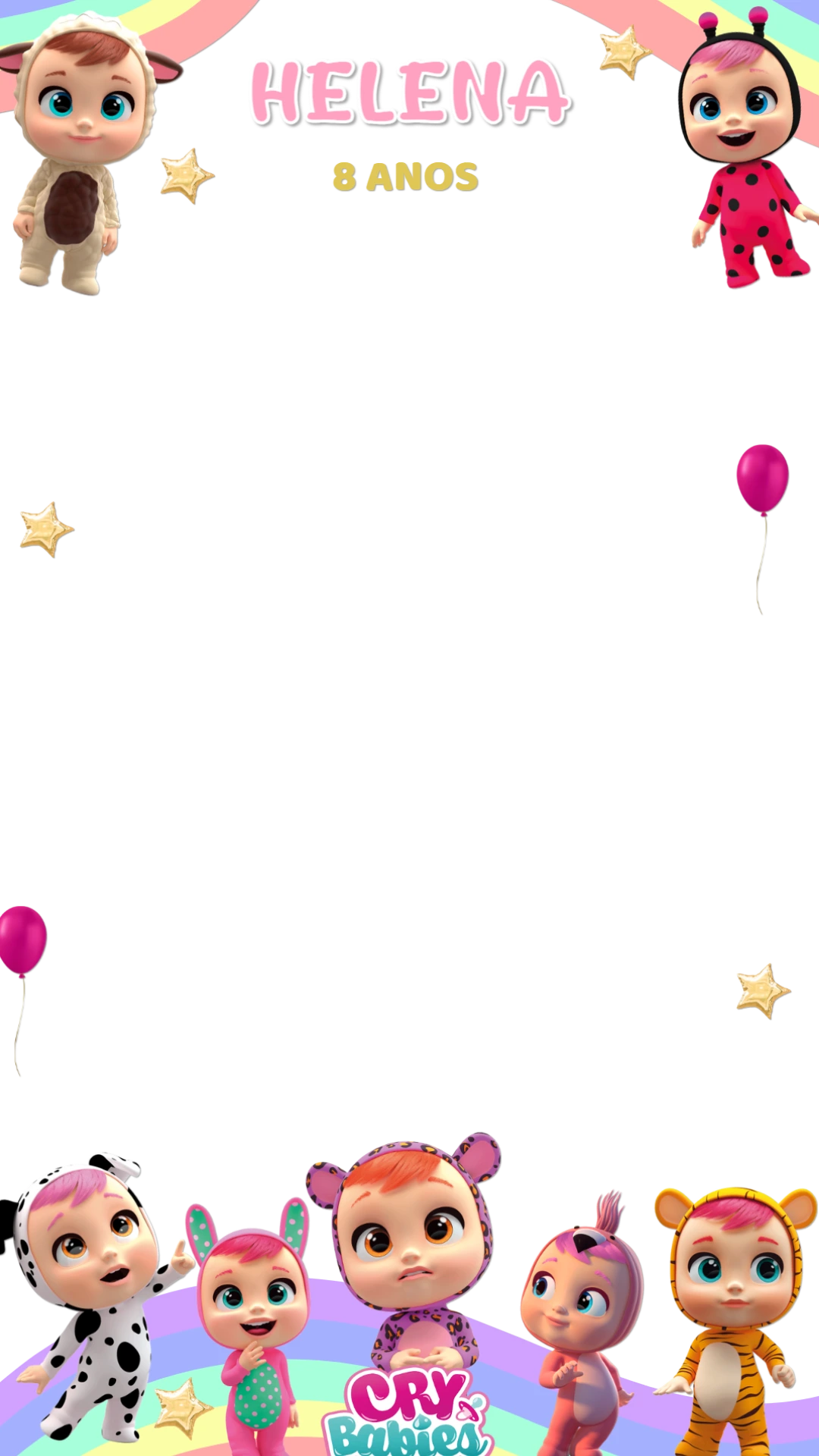Moldura para Story Aniversário Cry Babies para Editar Online