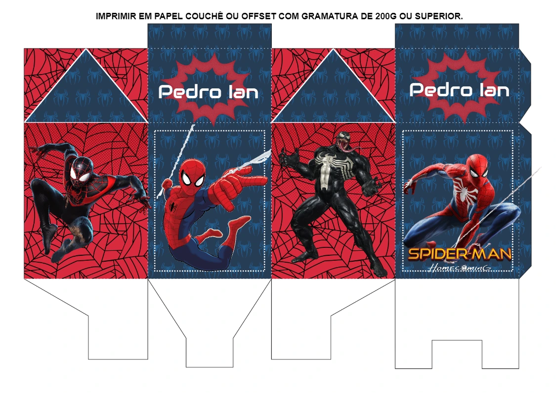 Caixa Milk Homem Aranha para Festa | Editável para Imprimir