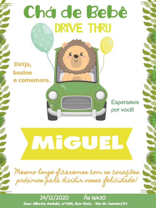 Convite Charreata Safari Leãozinho Editável Online