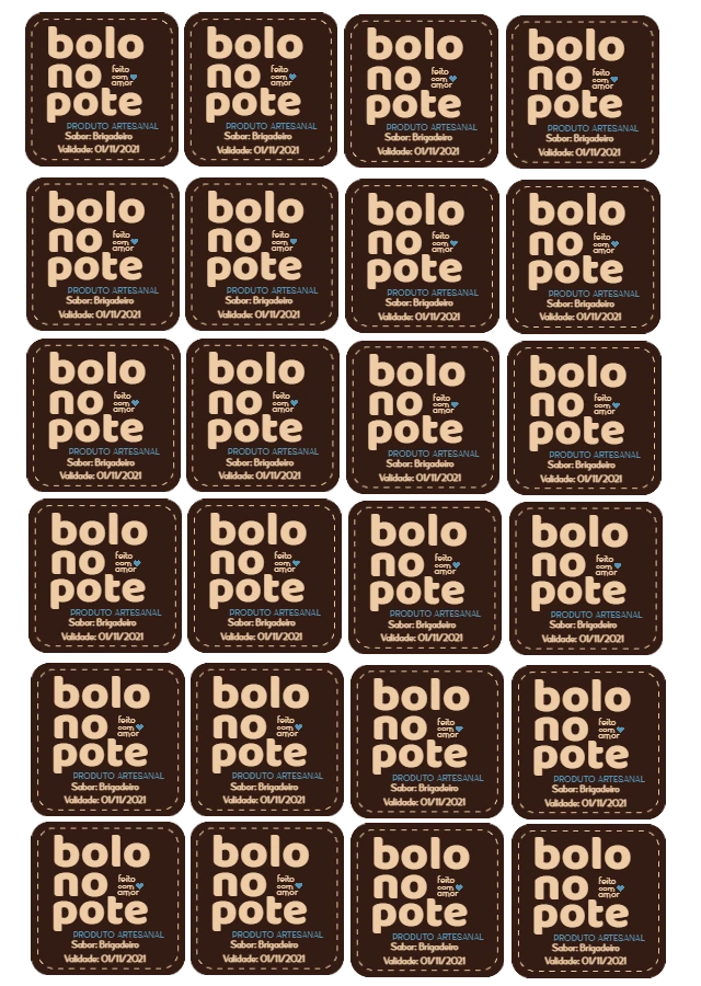 Adesivo Bolo no Pote Artesanal para Editar Online