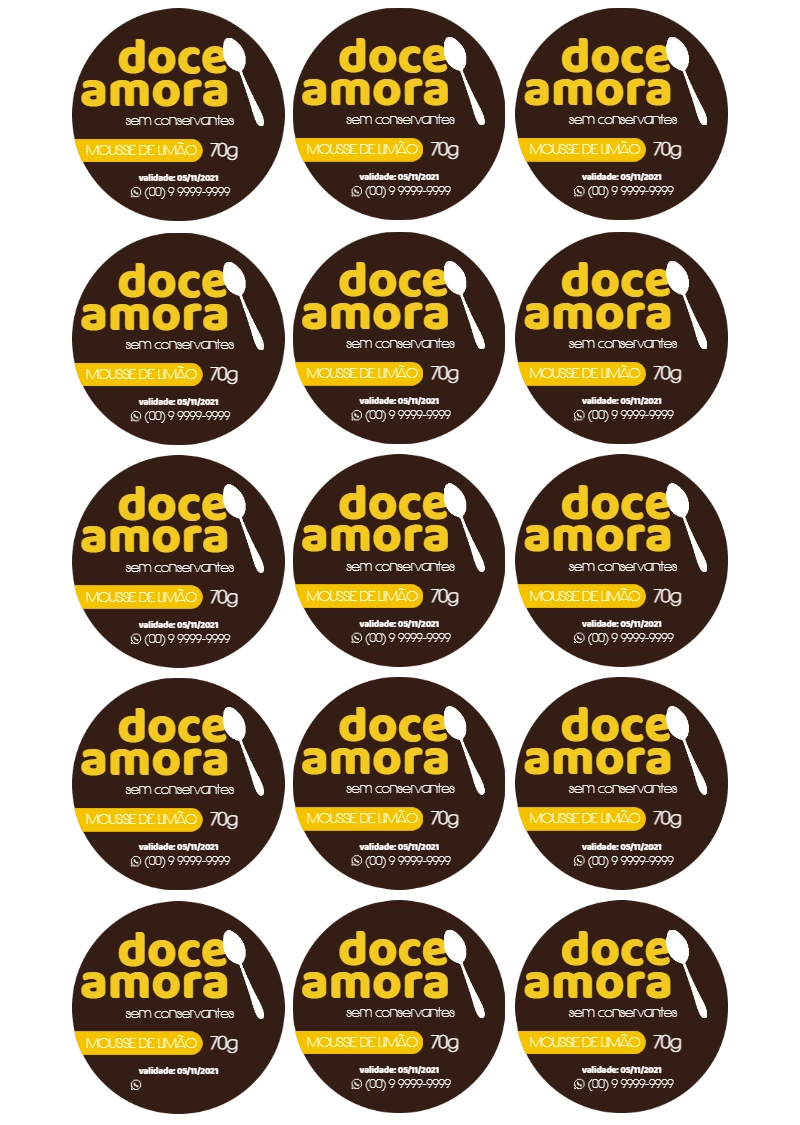 Adesivo para Mousse e Doces para Pote para Editar Online