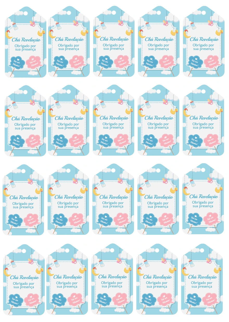 Tag Chá Revelação Algodão Doce para Editar Online