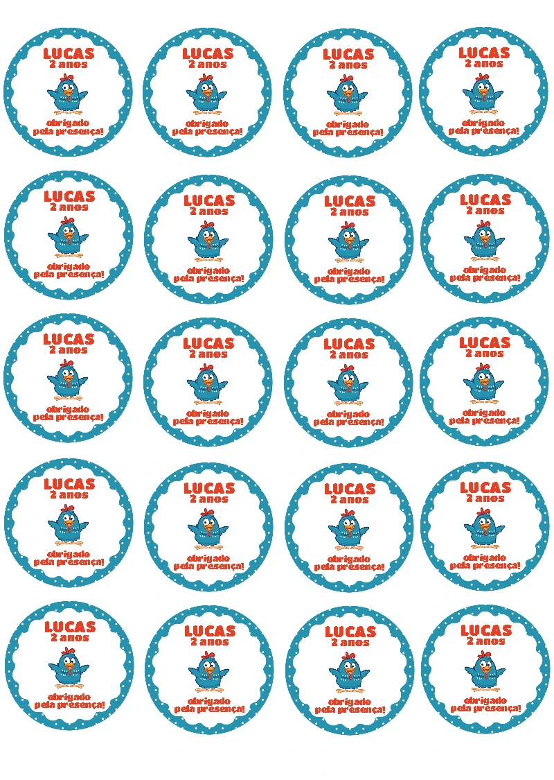 Tag de Aniversário Galinha Pintadinha para Editar Online