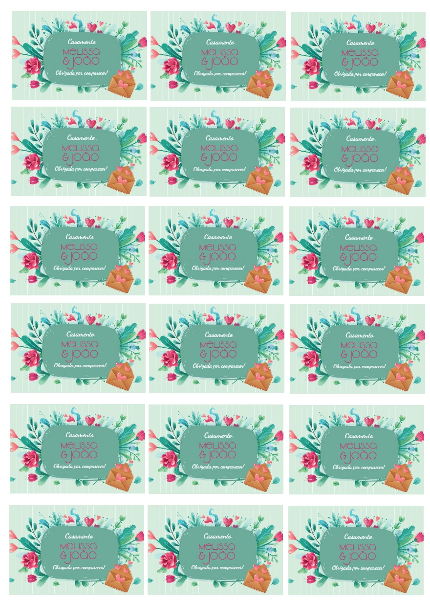 Tag de Casamento Floral para Editar e Imprimir
