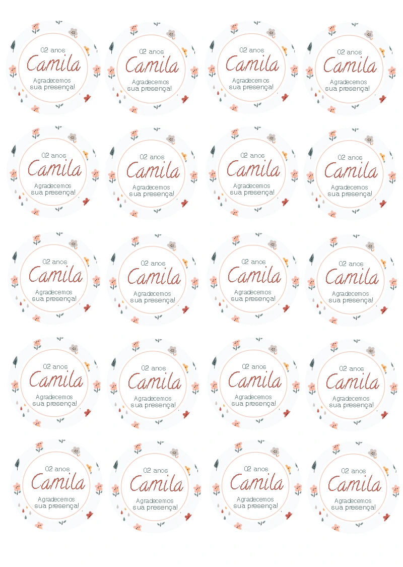 Tag de Aniversário Floral para Editar e Imprimir Online