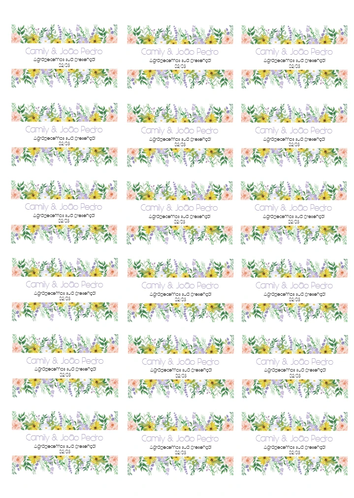 Tag de Agradecimento Casamento Floral para Editar Online