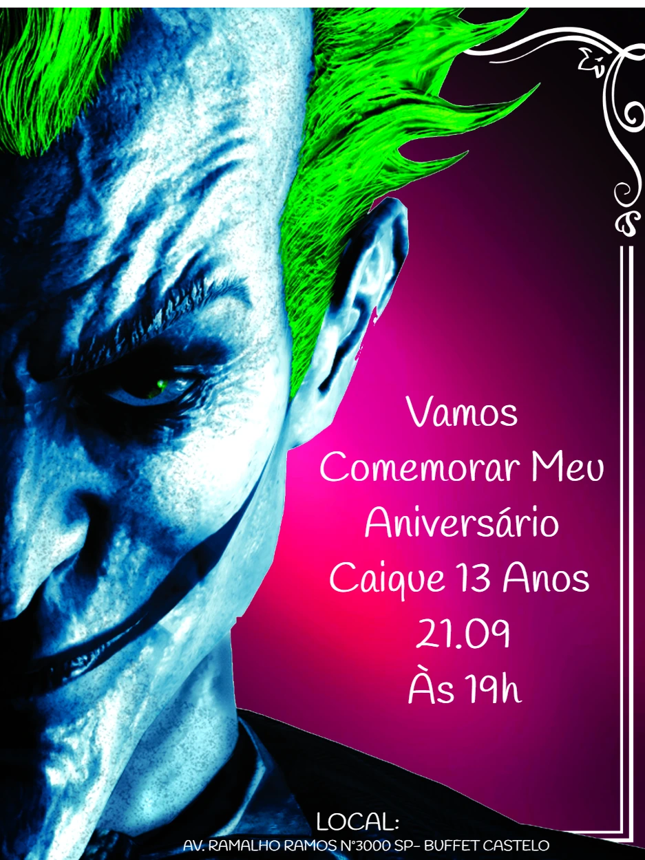Convite de Aniversário do Coringa Editável Online