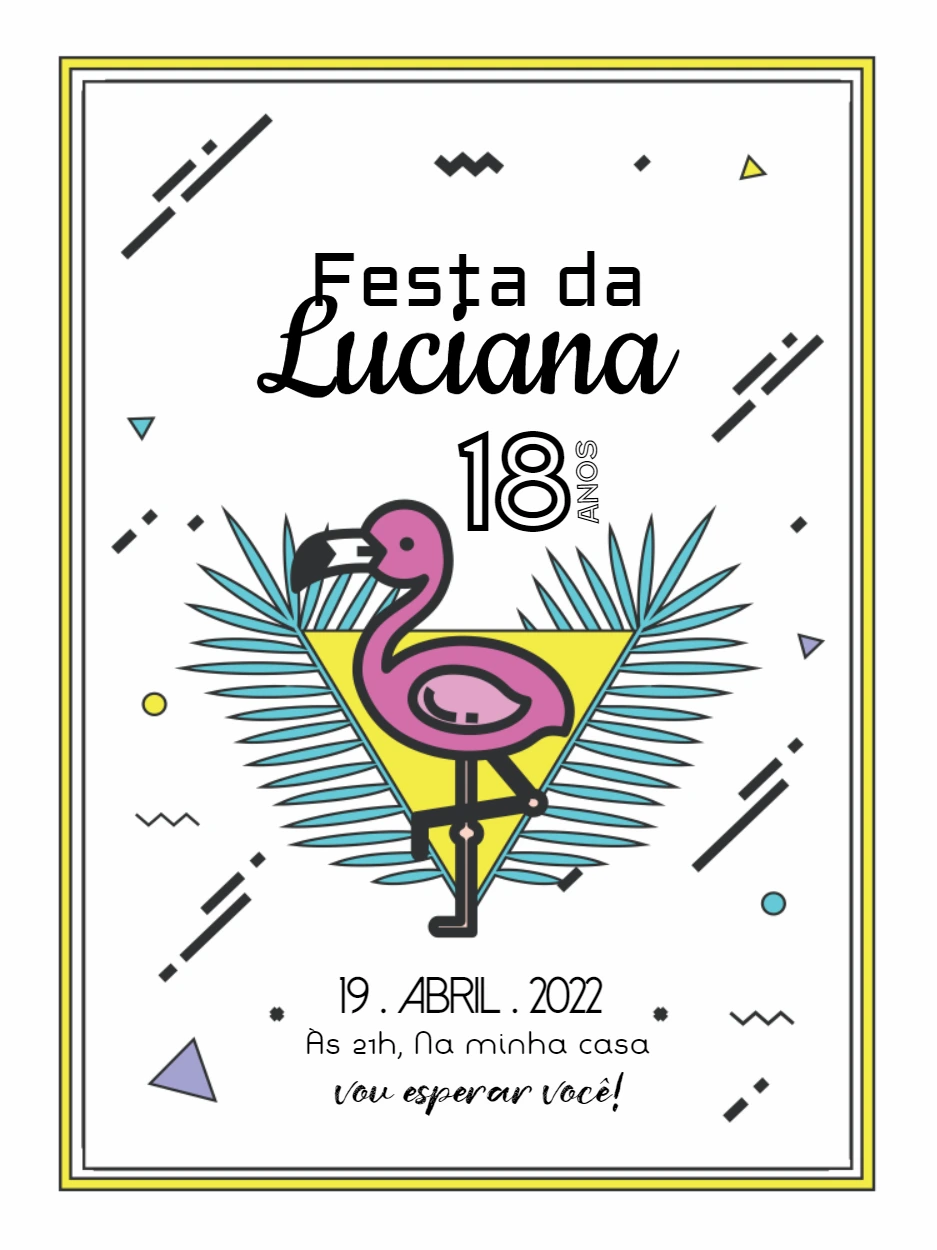Convite de Aniversário Flamingo Tropical para Editar Online