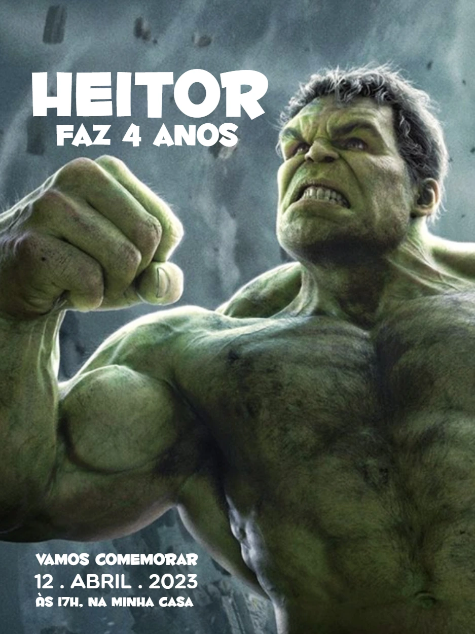 Convite de Aniversário Hulk para Editar Online