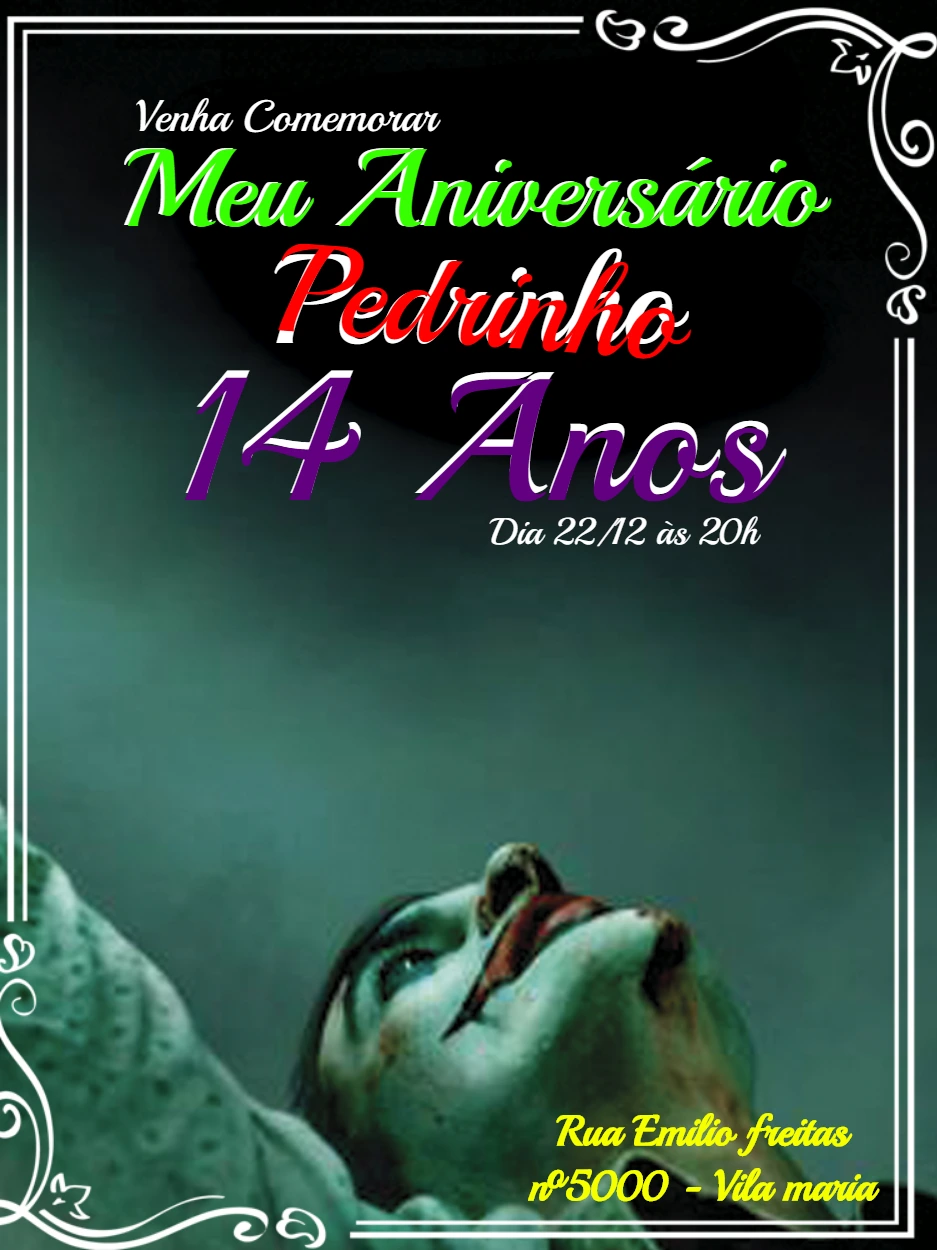 Convite de Aniversário Coringa para Editar Online