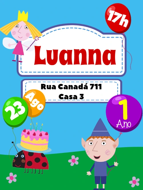 Convite de Aniversário Ben & Holly para Editar Online