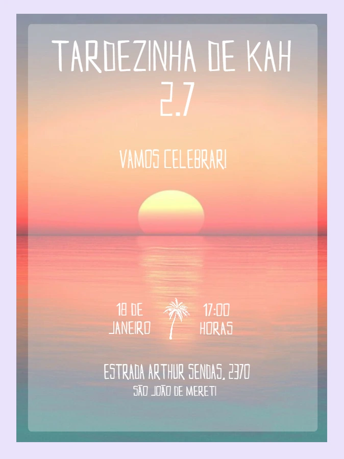 Convite de Aniversário Tardezinha Pôr do Sol para Editar Online