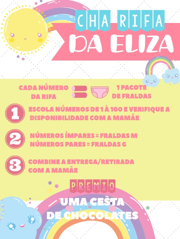 Chá Rifa Chuva de Amor com Arco-Íris para Editar Online