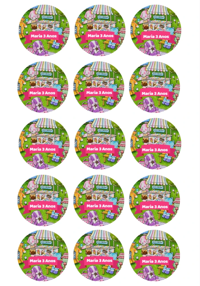 Tag Aniversário Estilo Bobbie Goods com Bichinhos para Editar