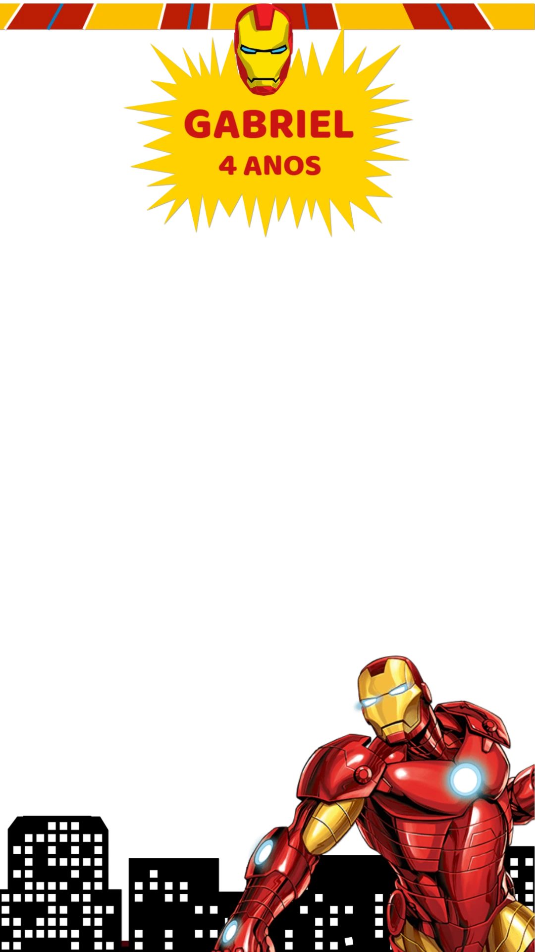 Moldura para Stories Aniversário Homem de Ferro para Editar