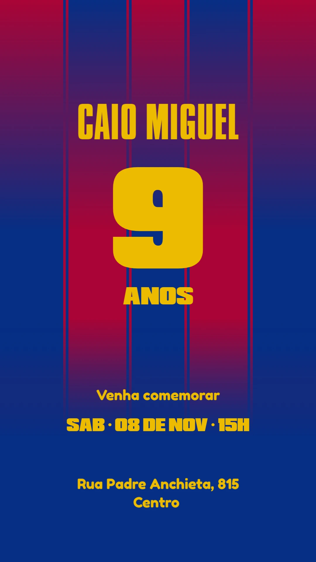 Convite Aniversário Futebol Camisa de Time para Editar Online