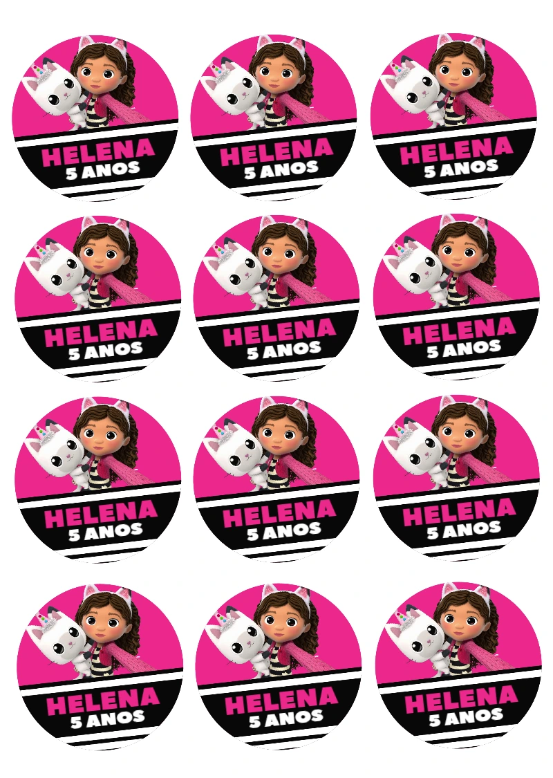 Adesivo Redondo Casa Mágica da Gabby para Editar Online