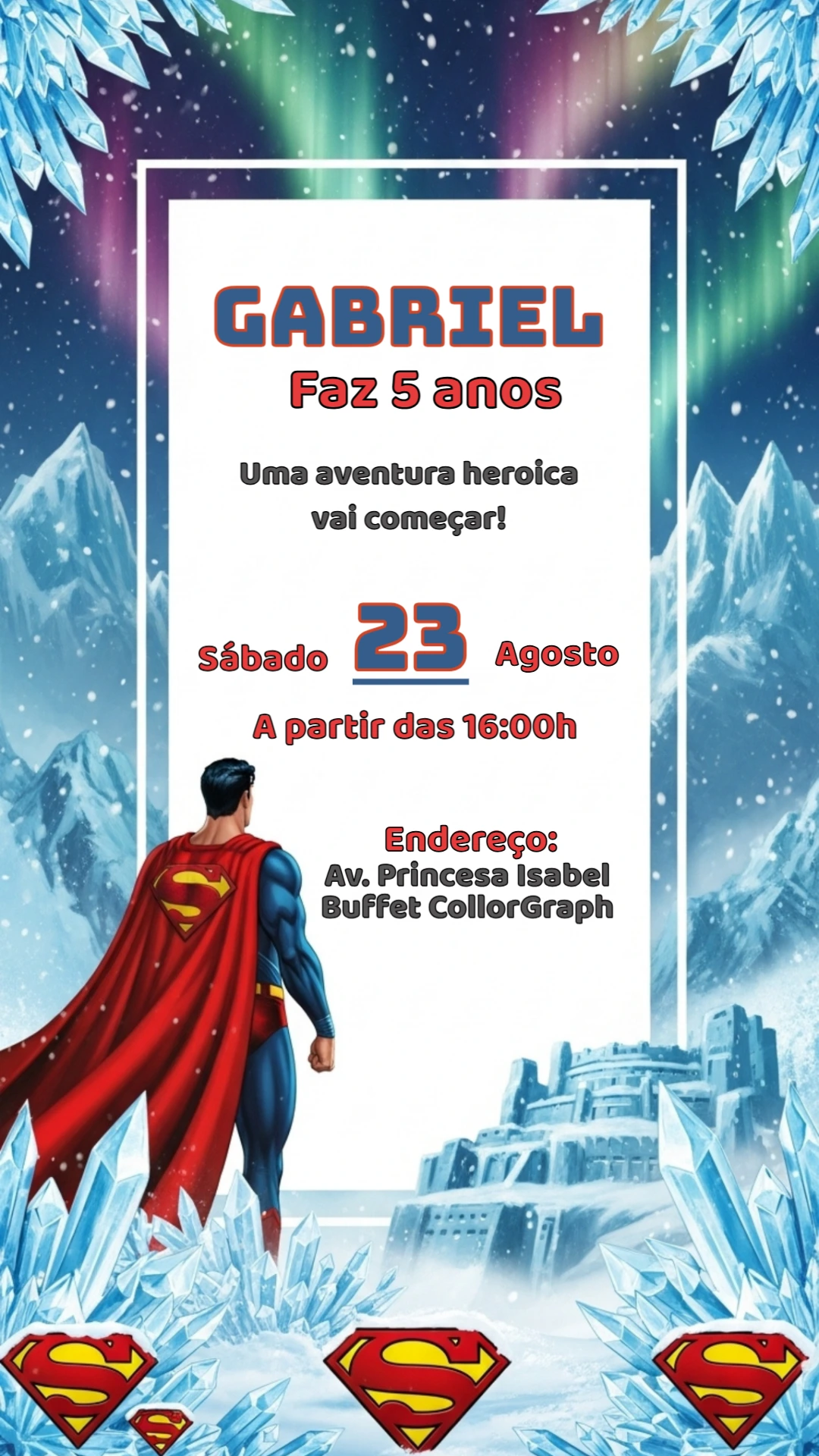 Convite de Aniversário Superman para Editar Online