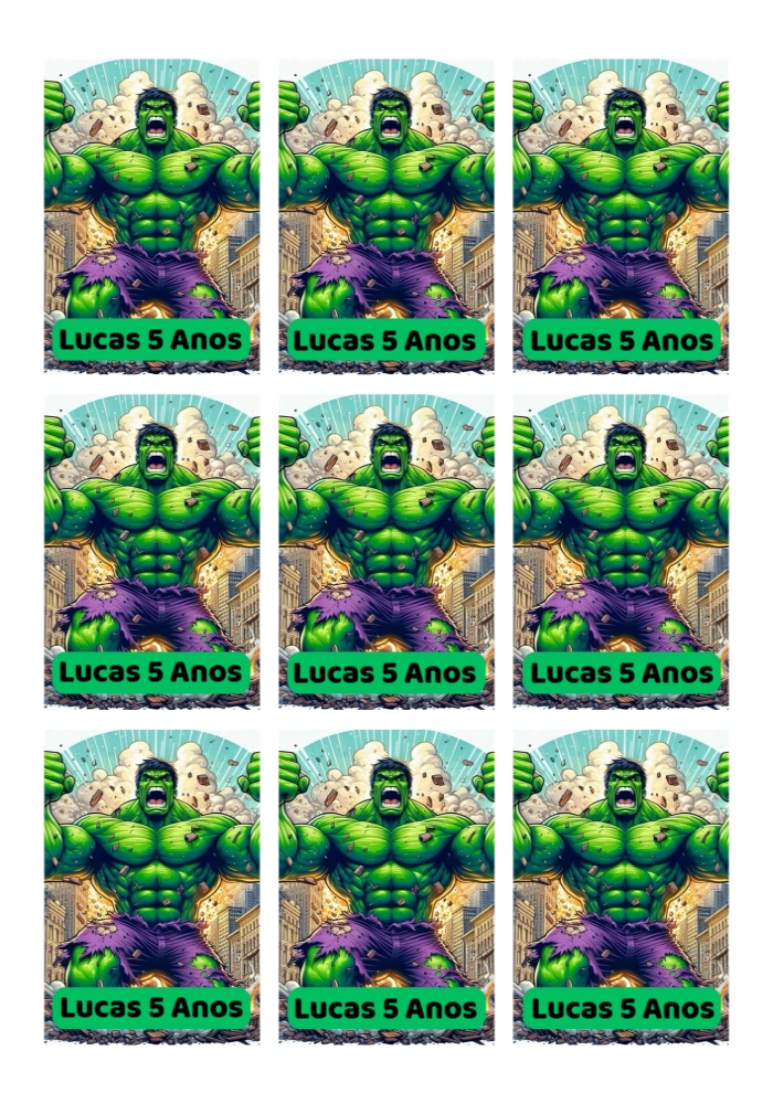 Tag de Aniversário do Hulk para Editar e Imprimir