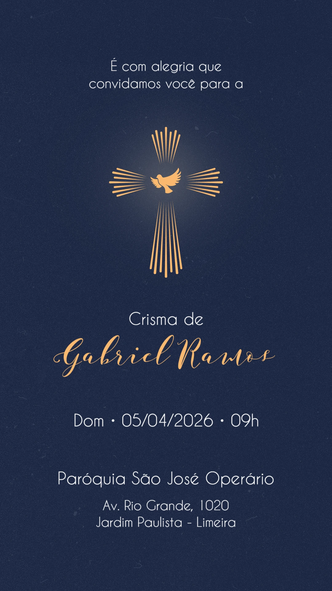 Convite de Crisma Espírito Santo Elegante para Editar Online