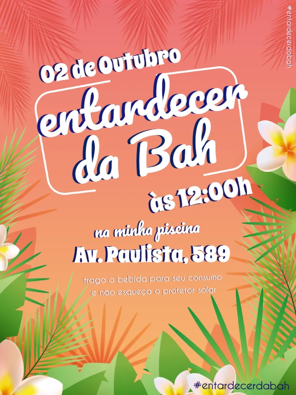 Convite de Aniversário Tardezinha Tropical para Editar Online