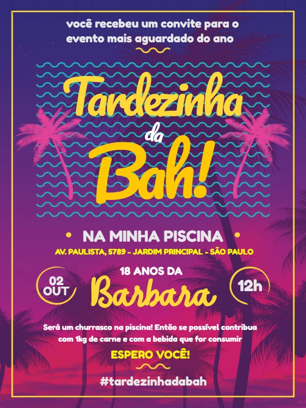 Convite de Aniversário Tardezinha Tropical para Editar Online