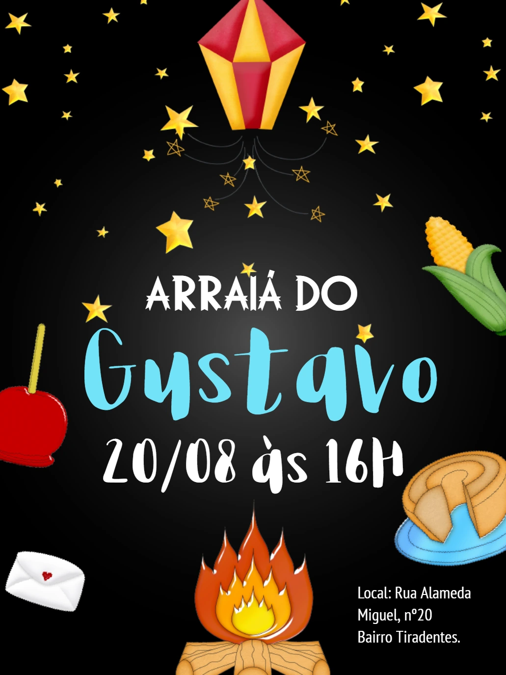 Convite Aniversário Festa Junina Arraiá para Editar Online