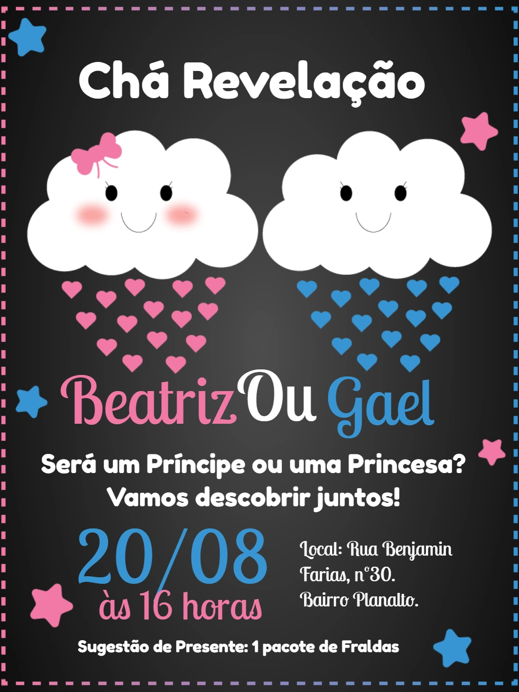 Convite Chá Revelação Chuva de Amor para Editar Online