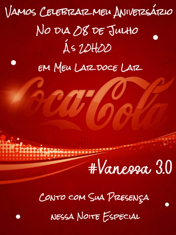 Convite de Aniversário Coca Cola para Editar e Imprimir