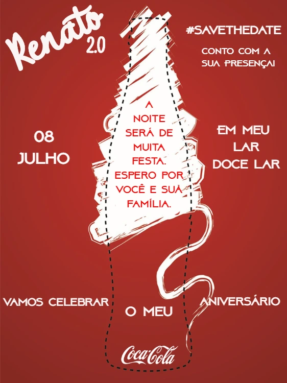 Convite de Aniversário Tema Coca Cola para Editar Online