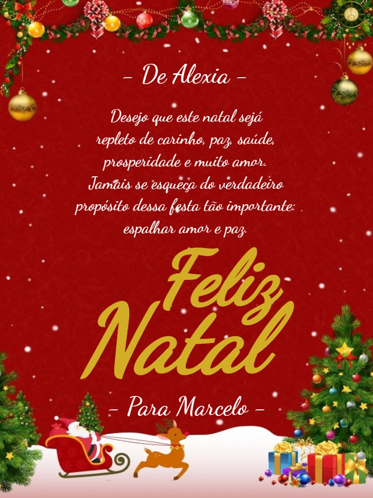 Cartão de Feliz Natal com Mensagem para Editar Online