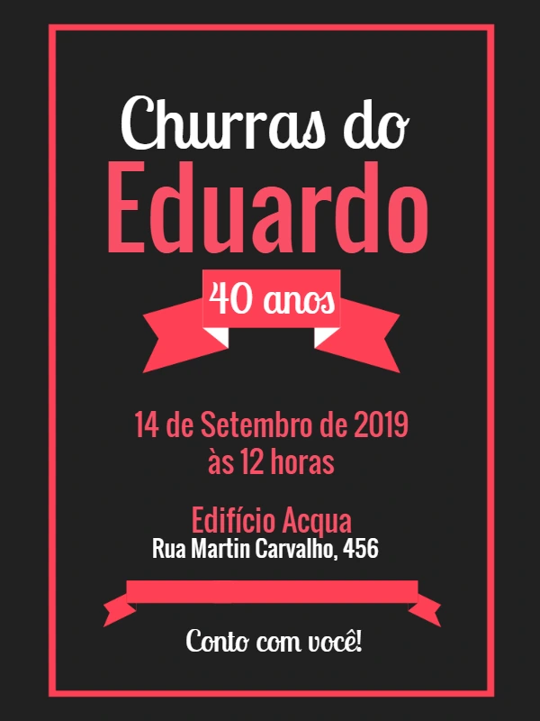 Convite de Aniversário Churrasco Moderno para Editar Online