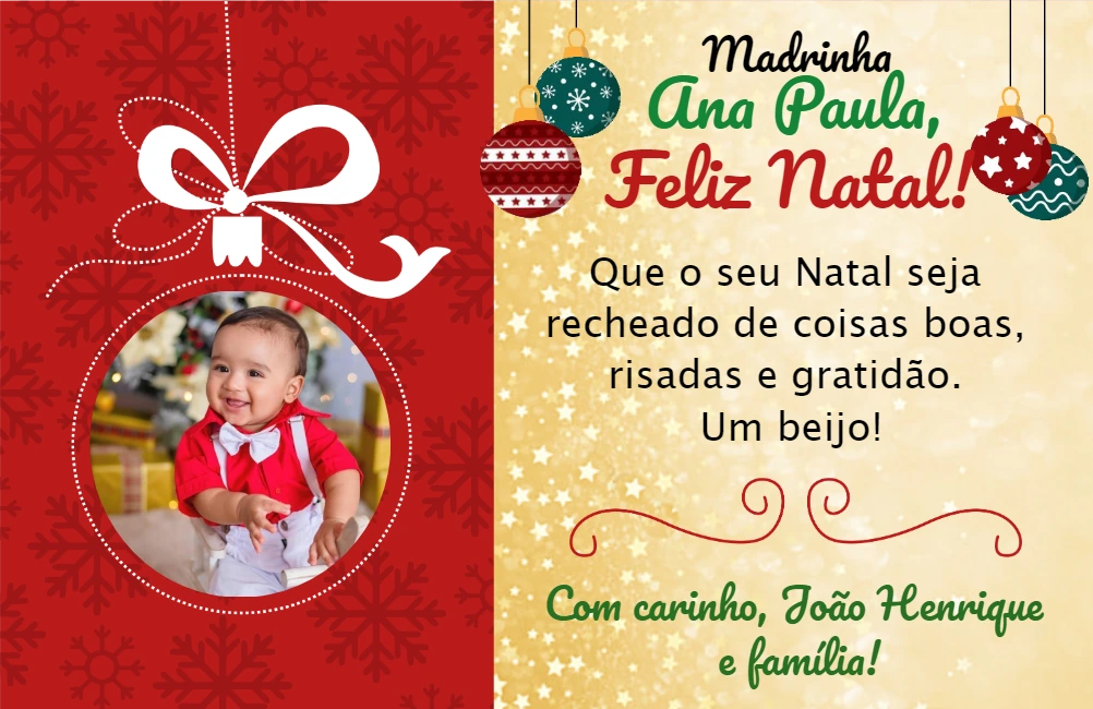 Cartão de Natal com Foto para Editar Online e Imprimir