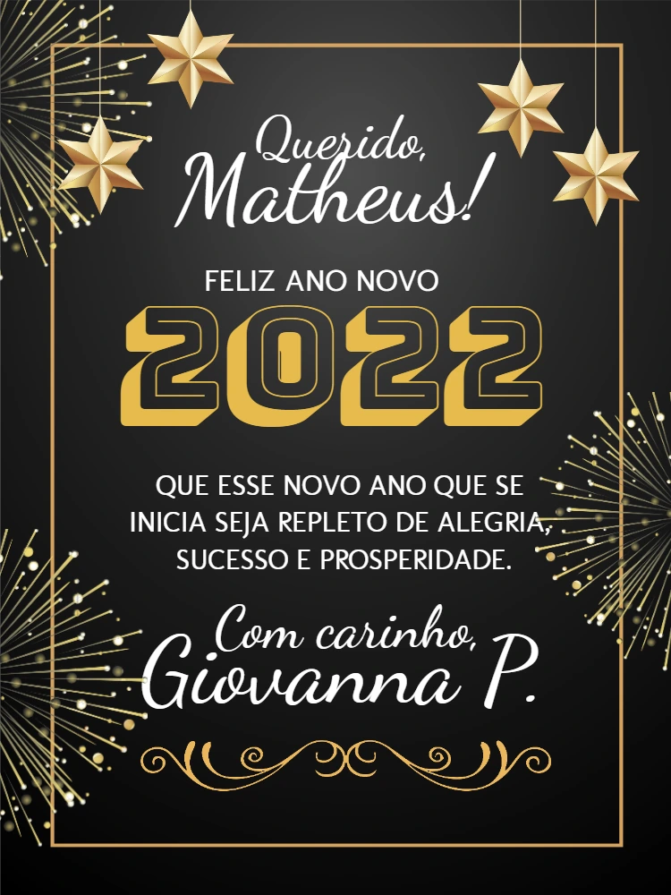 Cartão de Ano Novo Elegante com Estrelas para Editar Online