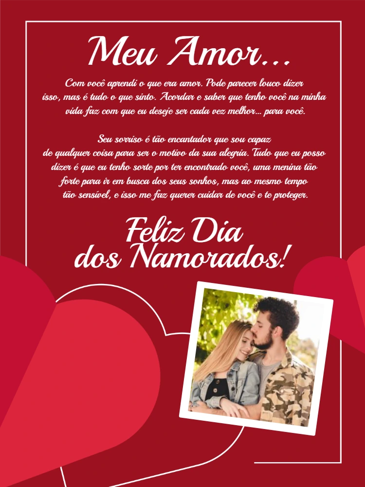 Cartão de Dia dos Namorados com Foto para Editar Online