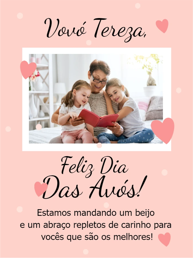 Cartão Dia dos Avós com Foto para Editar Online