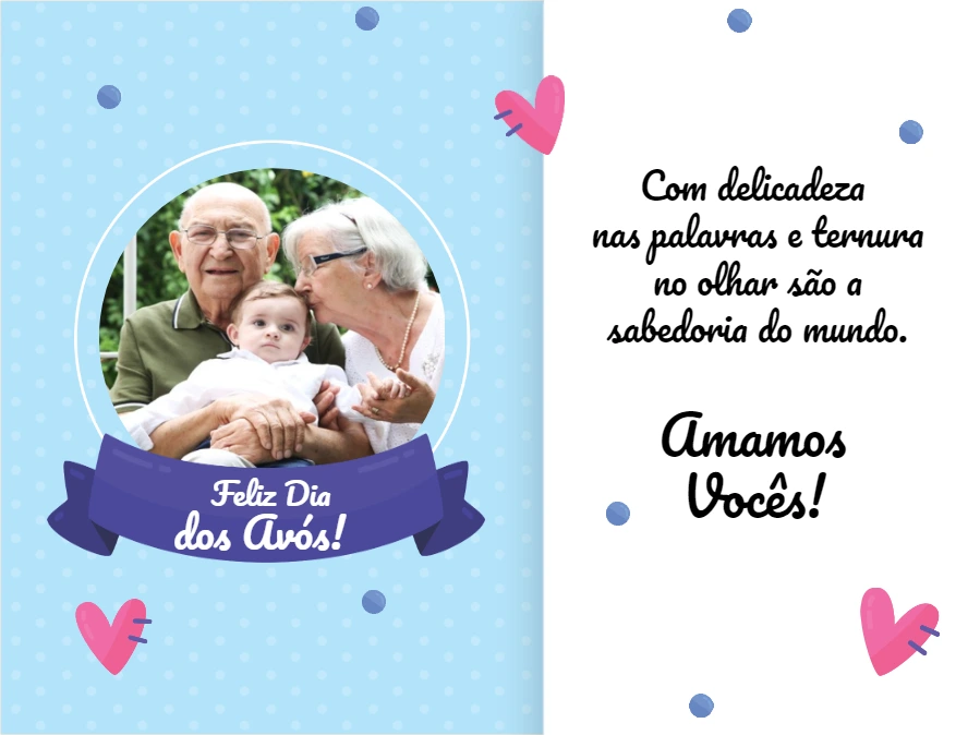 Cartão Dia dos Avós com Foto para Editar Online
