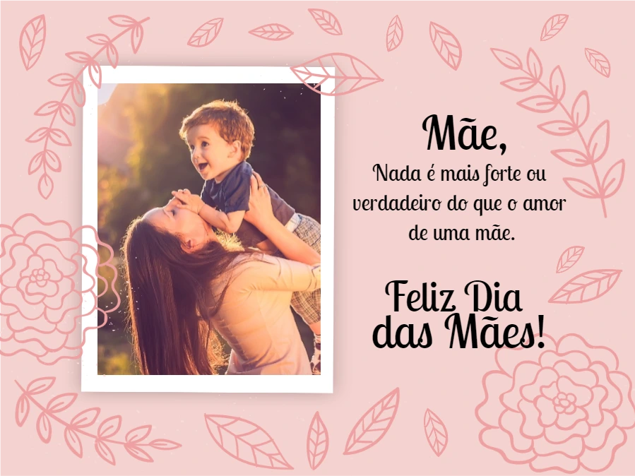 Cartão Dia das Mães com Foto para Editar Online