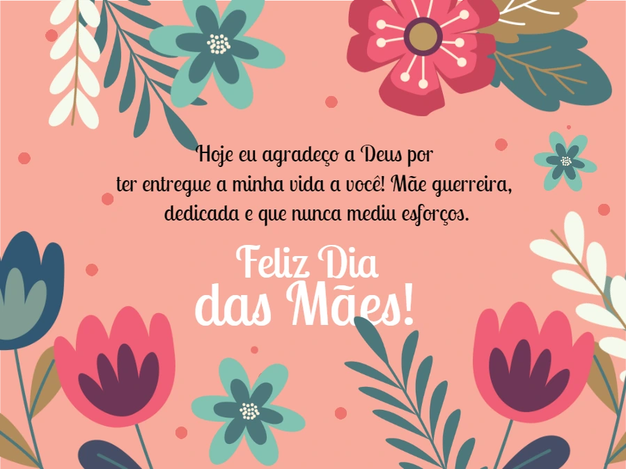Cartão Dia das Mães Floral com Mensagem para Editar Online