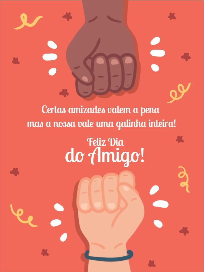 Cartão Dia do Amigo com Punhos e Frase Engraçada para Editar